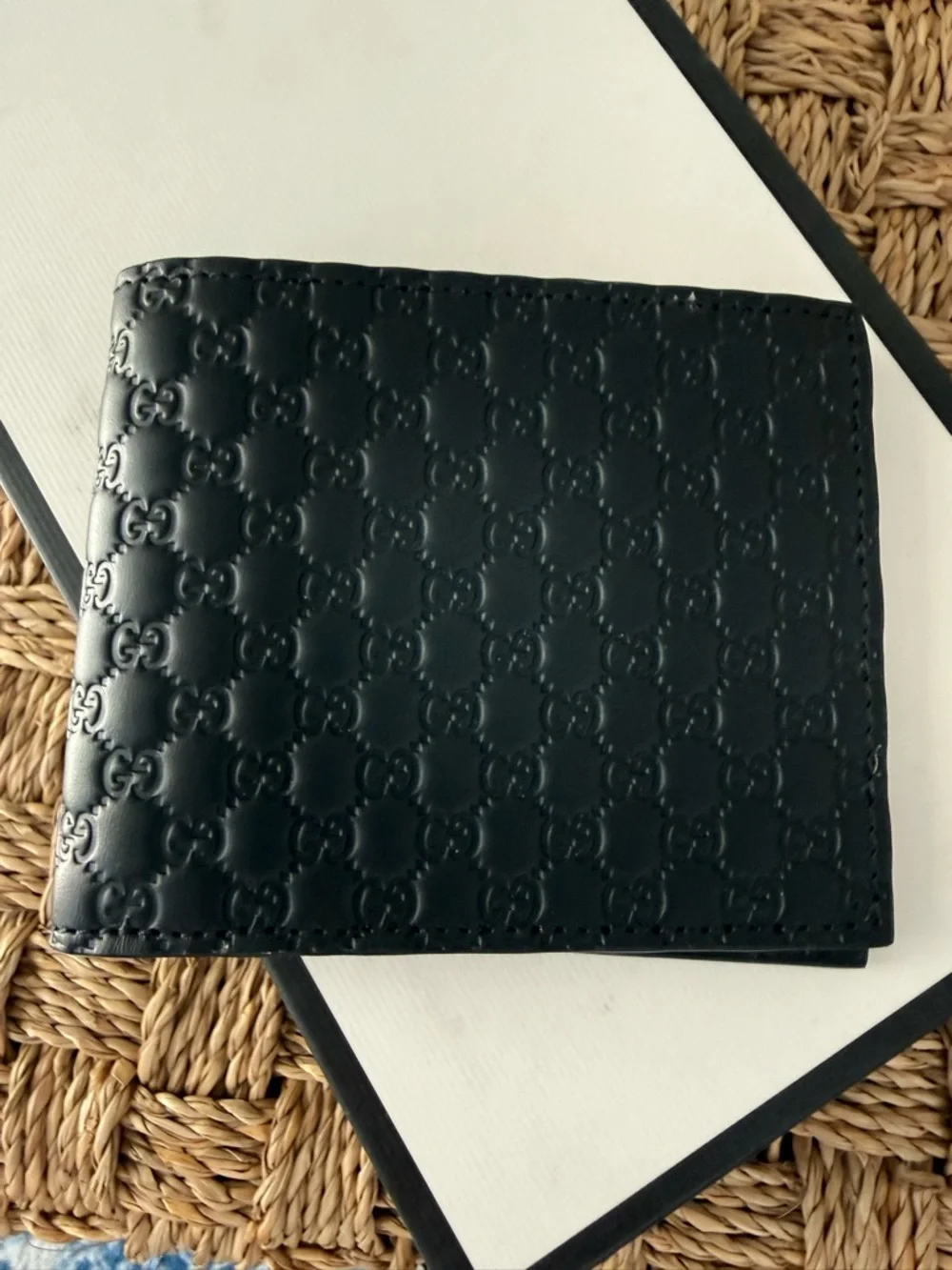 Gucci Men's Navy Embossed GG Leather Wallet